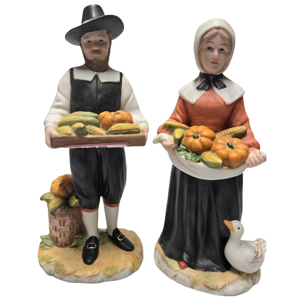 Home Interiors Rewards of Harvest Pilgrim Couple Figurines 1437-97 Thanksgiving